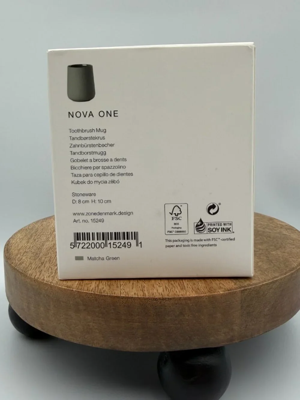 Zone Denmark Nova One Toothbrush Mug Stoneware Matcha Green Sleek Modern NIB